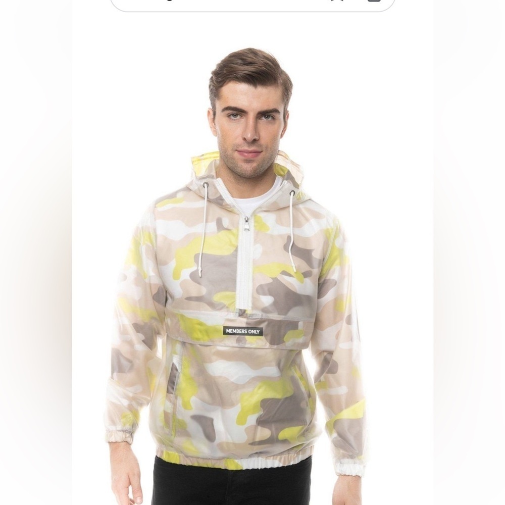 Members Only Men's Sport Camo Print Hooded Rain Jacket Size XL